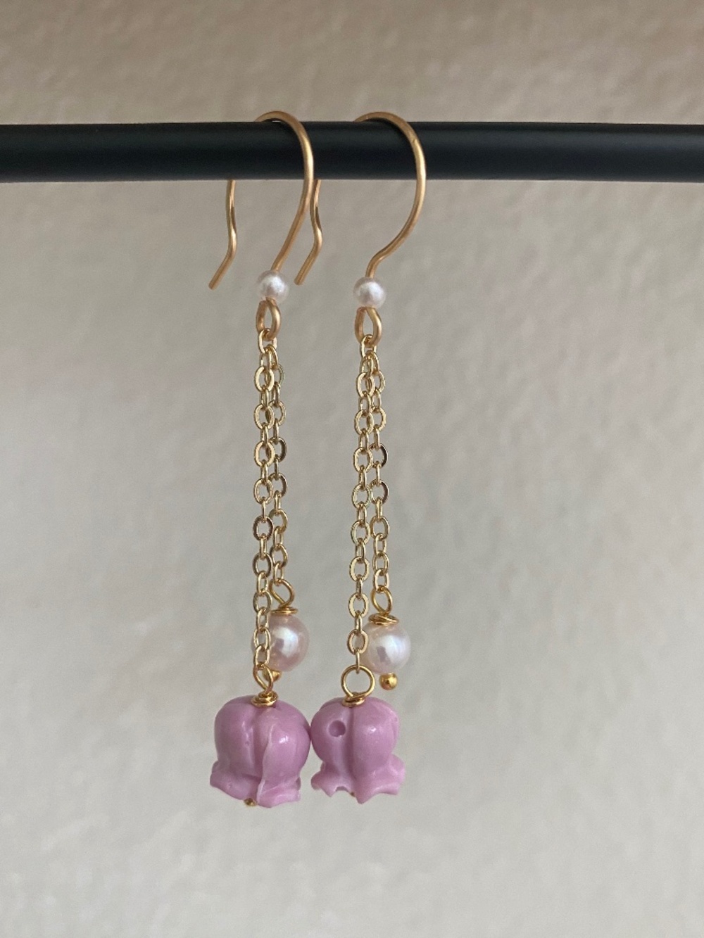 Handmade Crown Flower Earrings with Freshwater Pearl